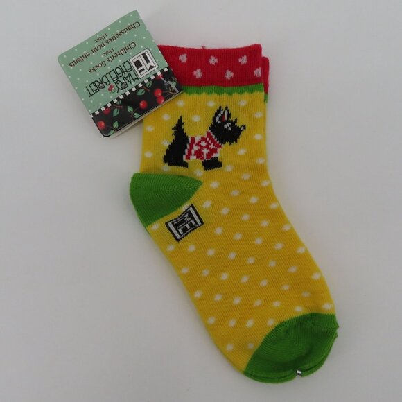 Mary Engelbreit Childrens Sock 6-8 Polka Dot Scottie Dog Scottish Terrier NEW - Picture 8 of 8